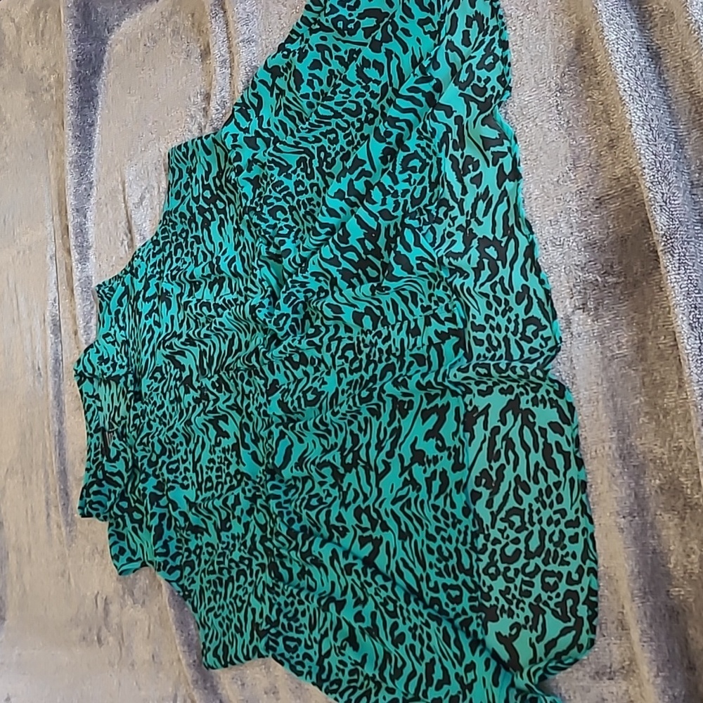 🚨2/$30🚨   WAS  $68. TORRID Hi/lo Green/Black  sheer top size 2